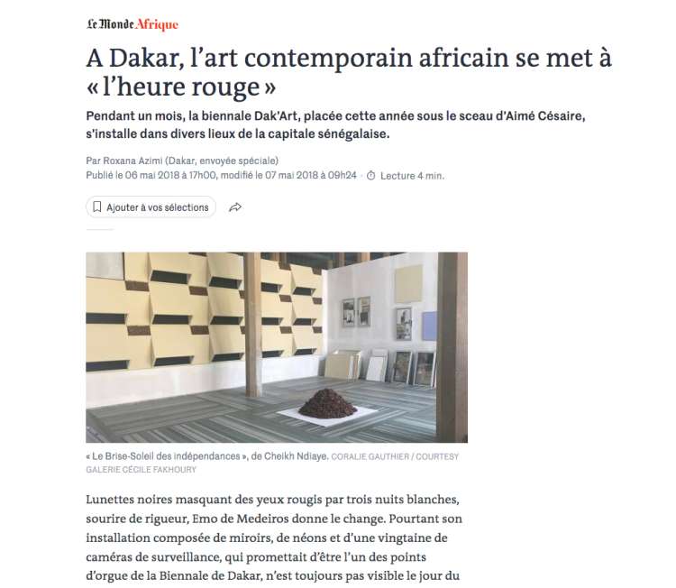 Nicolas Dahan, Press and Awards, Le Monde Afrique